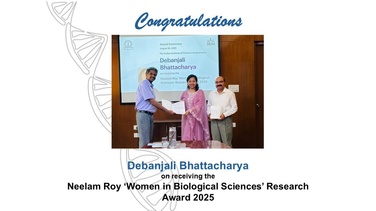 BICS_IISc's tweet image. Many congratulations to Ms. Debanjali @DebanjaliB7461 for receiving the award👏✨💐. Check below for details. #WomenInSTEM