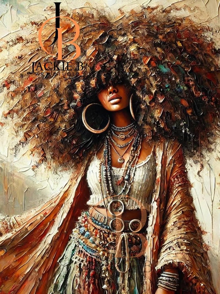 AuthorJoeNBrown's tweet photo. “Wild and Unbroken”
She is earth, wind, and fire woven into one. Untamed, unapologetic, and unbroken—her power doesn’t ask for permission, it simply exists. And that is her freedom.
#JackieBArtStudio #AIArtCollectors #BlackArtMatters #PrintedWithSoul #EarthWindAndFire https://t.co/ItBgXfqoP9