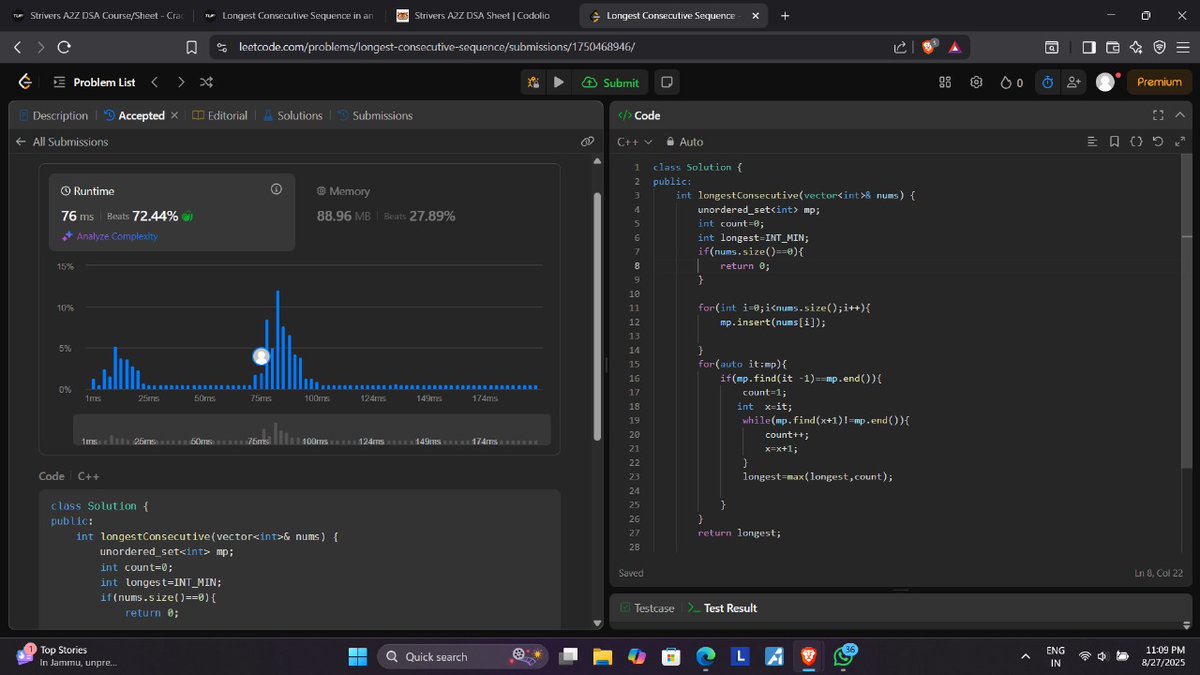 sahu_ipesh's tweet image. Day 7 of #100daysofcode

-&amp;gt; solved two problems on leetcode 
longest consecutive sequence and matrix zeroes. 

-&amp;gt; started learning JavaScript.