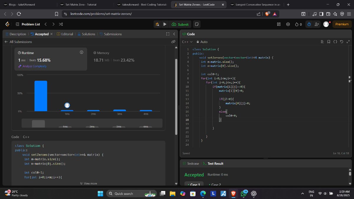 sahu_ipesh's tweet image. Day 7 of #100daysofcode

-&amp;gt; solved two problems on leetcode 
longest consecutive sequence and matrix zeroes. 

-&amp;gt; started learning JavaScript.