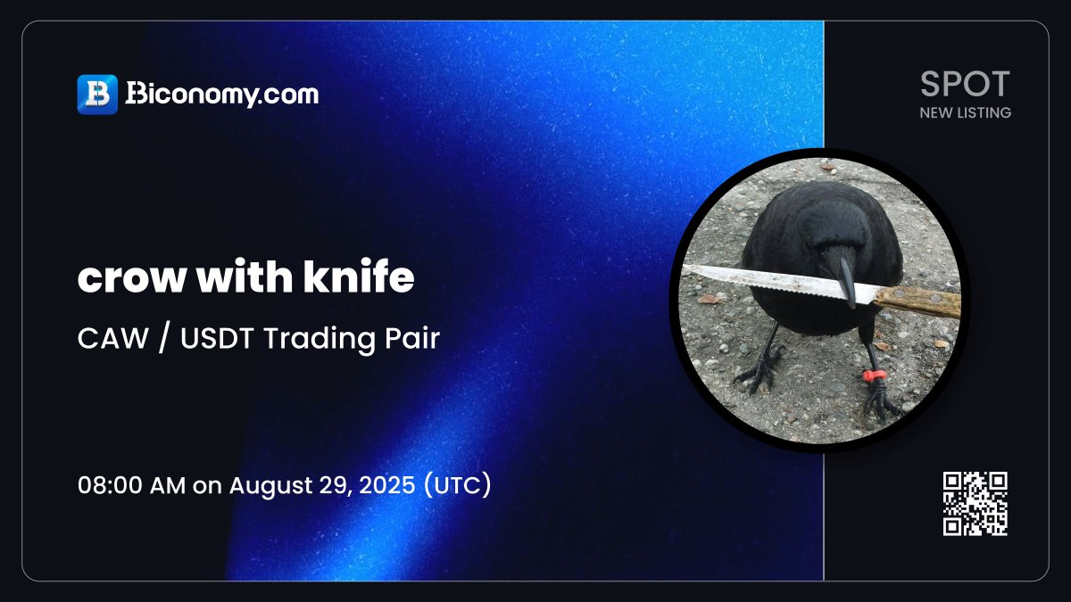 Biconomy.com (@biconomycom) on Twitter photo ๐NEW LISTING๐ฅ $CAW
We are excited to announce that <a href="/crow_with_knife/">crow with knife</a> will be listed on Biconomy.com! The #CAW / #USDT spot trading pair will be available on August 29, 2025, 08:00AM (UTC)๐ฅ
About #crowwithknife:
crow with knife (CAW) is a decentralized, ๐NEW LISTING๐ฅ $CAW
We are excited to announce that <a href="/crow_with_knife/">crow with knife</a> will be listed on Biconomy.com! The #CAW / #USDT spot trading pair will be available on August 29, 2025, 08:00AM (UTC)๐ฅ
About #crowwithknife:
crow with knife (CAW) is a decentralized,
