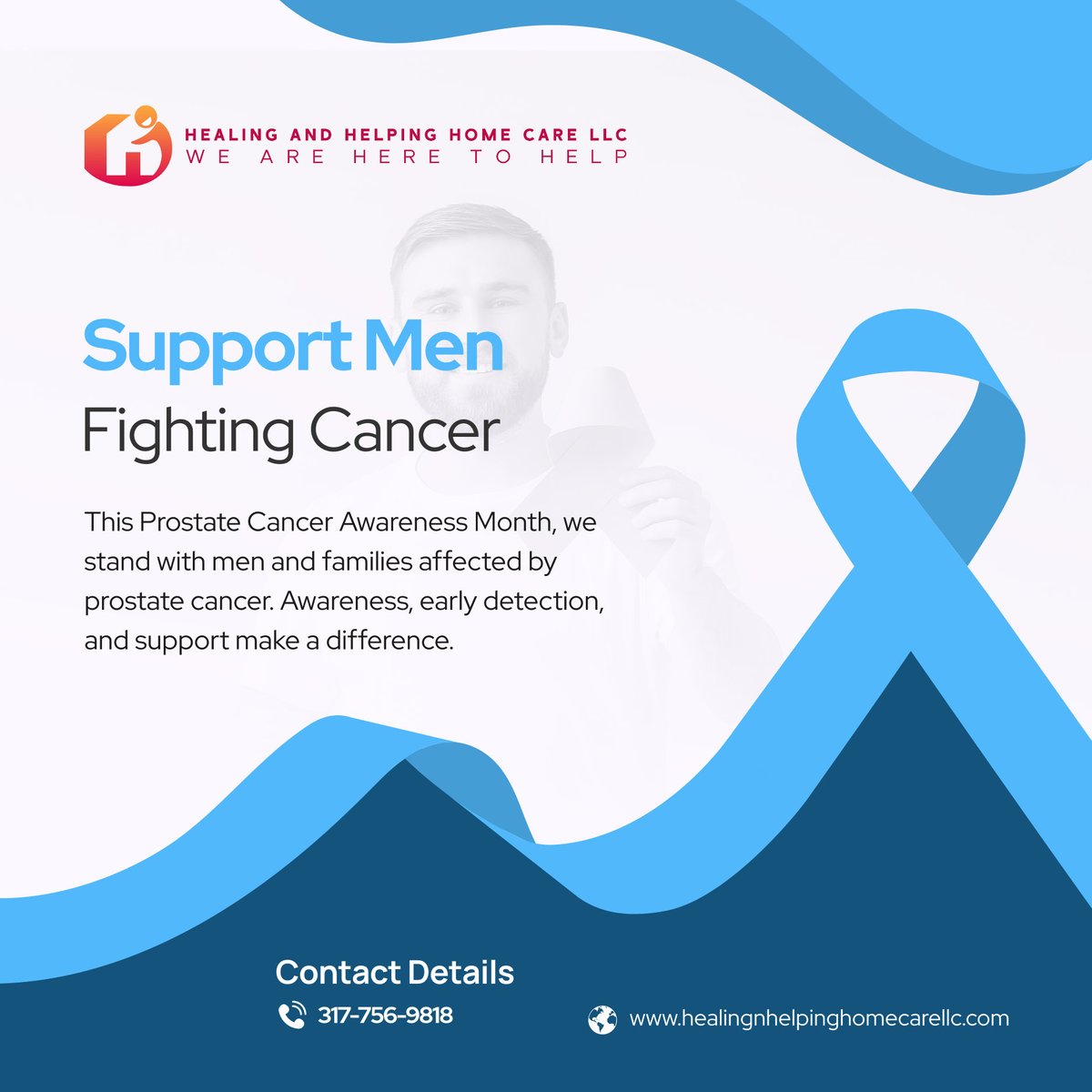 healinghelping2's tweet image. 💙 Prostate Cancer Awareness Month is a time to share support and increase understanding. We're committed to supporting men’s health in every home we serve. 

#ProstateHealth #CancerAwareness #MenSupport #HealthAwareness #EarlyDetection