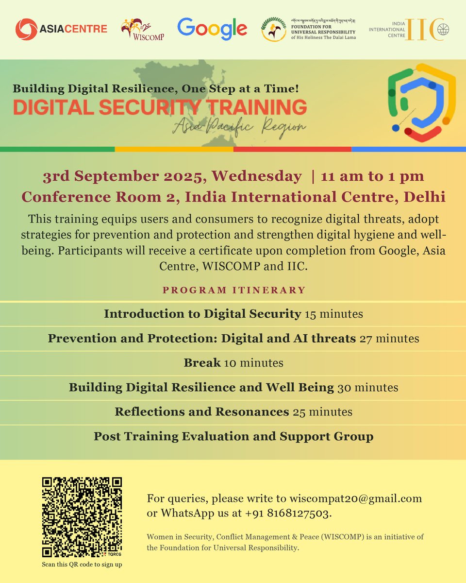 furhhdl's tweet image. You can also sign up here: docs.google.com/forms/d/e/1FAI…

#furhhdl #wiscomp #digitalsecuritytraining #iicdelhi
