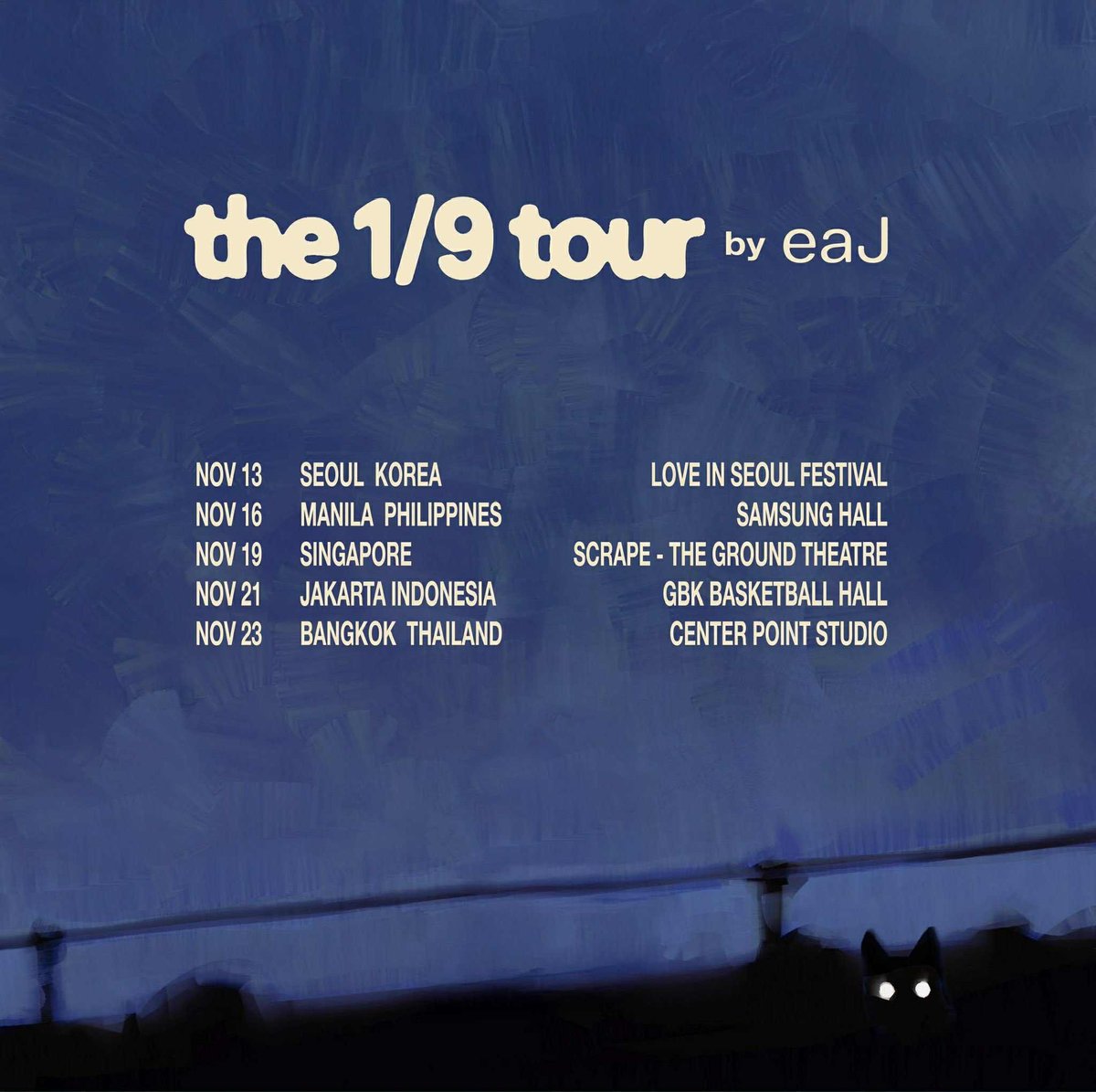 Manila Concert Junkies (@mnlcncertjunkie) on Twitter photo eaJ is returning to Manila for his "THE 1/9 TOUR" on Nov. 16, 2025 at Samsung Hall! ✨
Stay tuned for more details
Presented by <a href="/Threeanglespro/">Three Angles Production</a>
#eaJ #eaJPark #eaJinManila #ThreeAnglesProduction eaJ is returning to Manila for his "THE 1/9 TOUR" on Nov. 16, 2025 at Samsung Hall! ✨
Stay tuned for more details
Presented by <a href="/Threeanglespro/">Three Angles Production</a>
#eaJ #eaJPark #eaJinManila #ThreeAnglesProduction