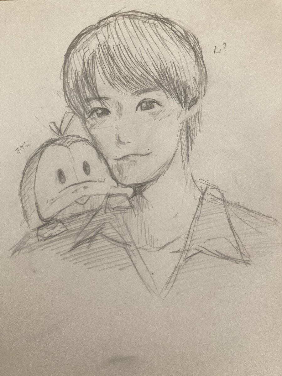 友達と会話内でホゲータと越岡さんのコンビ良くね？ってなってなんか描きたくなったから殴り描きで下書きだけでもということで笑
解釈的には、越岡さんのホゲータって定位置が越岡さんの肩で、食べたものを毎回越岡さんに報告するタイプだよね〜ってなった笑