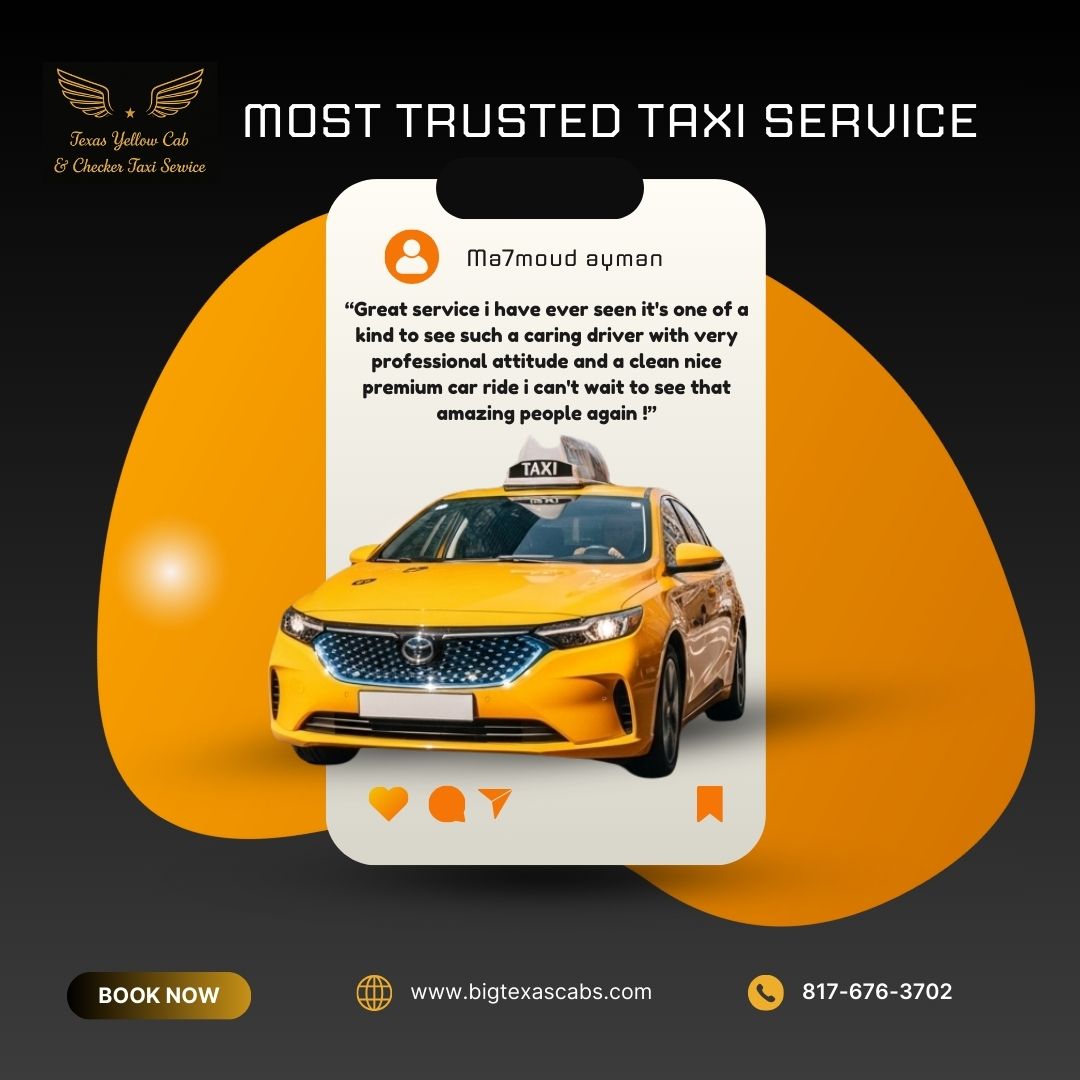 Texasyellowcabs's tweet image. 🚖 Riders trust us because we deliver clean cars, caring drivers, and reliable 24/7 service.

💛 That’s why we’re known as the Most Trusted Taxi Service in DFW.

📞 817-676-3702 | 🌐 bigtexascabs.com
#TaxiDFW #YellowCab #FortWorthTaxi #TrustedService