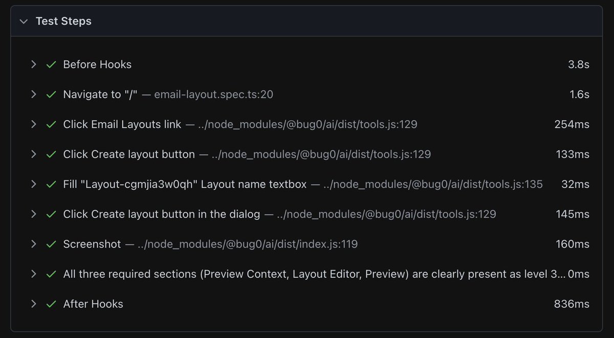 Sandeep (@sandeepg33k) on Twitter photo Always bet on LLMs to get better.
When we started <a href="/bug0inc/">Bug0</a> ~3 months ago, I wasn’t sure if letting AI directly test web apps was the right decision. To get determinism, we started by generating stable locators and building AI-powered auto-healing.
Fast forward to today: we’ve Always bet on LLMs to get better.
When we started <a href="/bug0inc/">Bug0</a> ~3 months ago, I wasn’t sure if letting AI directly test web apps was the right decision. To get determinism, we started by generating stable locators and building AI-powered auto-healing.
Fast forward to today: we’ve