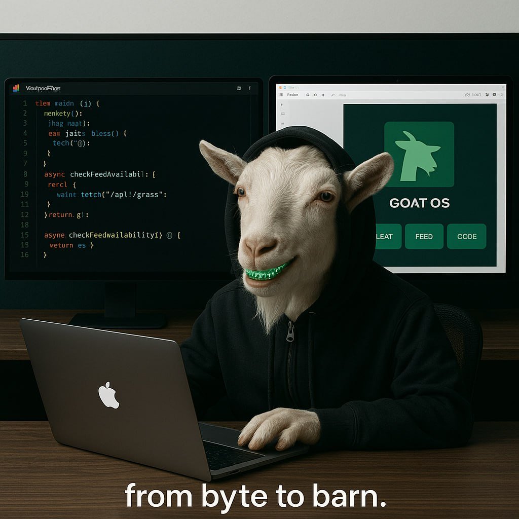 🐐💻 GOAT-OS 

 the only Operating System that runs on grass &amp; memes

9G3Q9Hxpebi36YzqnGsbf5ZDyCd6hDGMXJXAN7qLpump