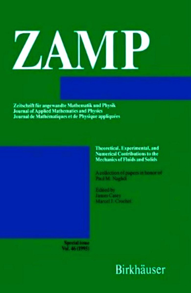 Theoretical, Experimental, and Numerical Contributions to the Mechanics of Fluids and Solids

This special issue of ZAMP is dedicated to honoring the esteemed Paul M. Naghdi for his invaluable contributions to the field of mechanics over the span of forty years. Professor