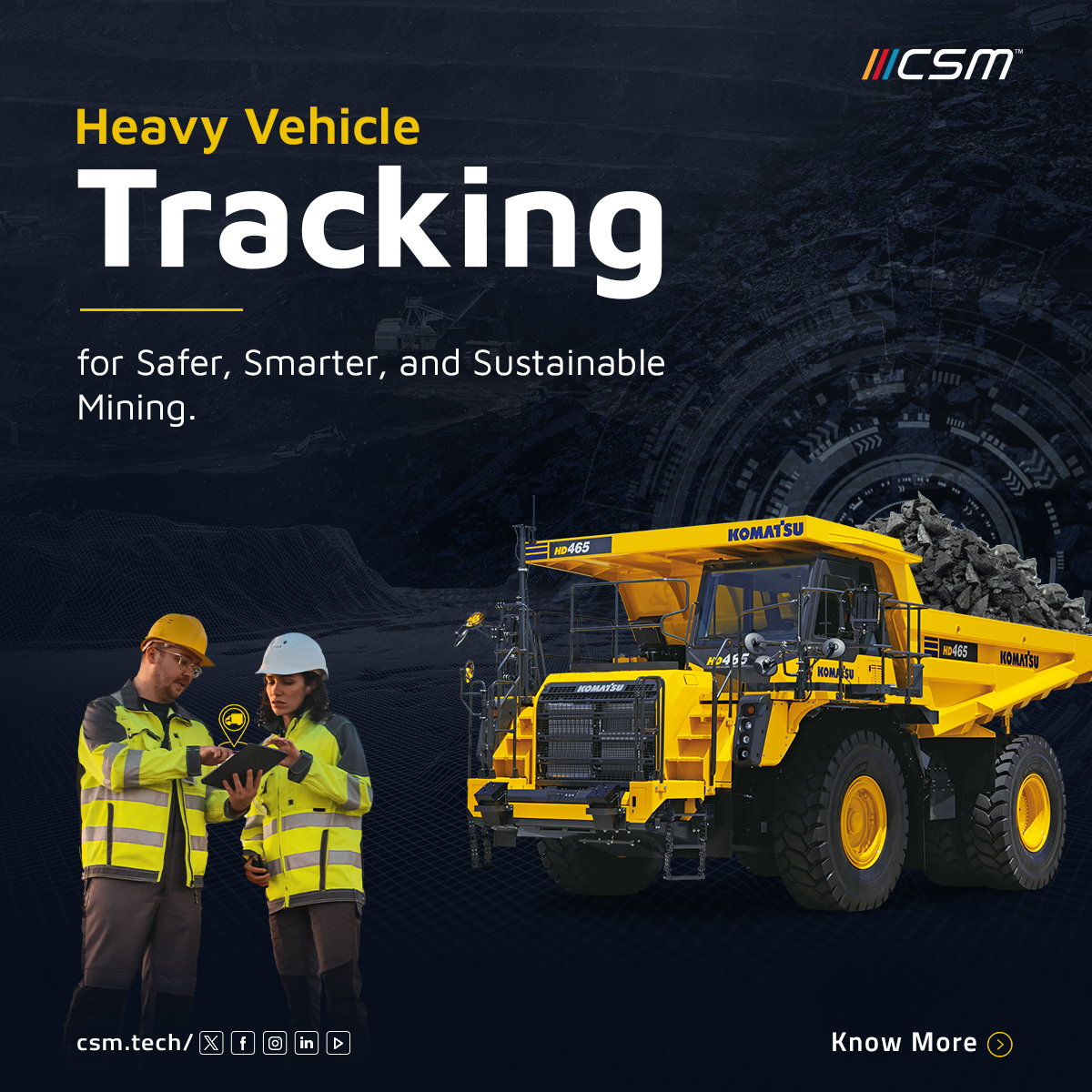 CSMTechnologies's tweet image. Heavy Vehicle Tracking is transforming mining logistics with unmatched visibility, control, and on-ground safety.
🚧 From pit to plant, track every move.
Unlock seamless fleet intelligence: csm.tech/mining/offerin…
#MiningTech #VehicleTrackingSystem #CSMTech