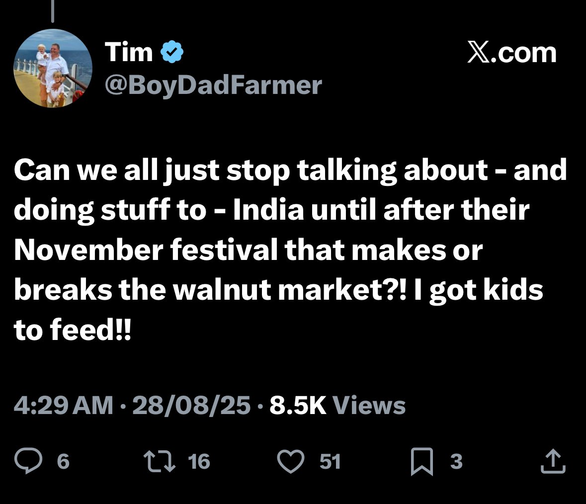 Diwali bol bey! 
And this year it’s in October 
Bhej apne akhrot November mey, koi nai khareedega. Feed them to your kids