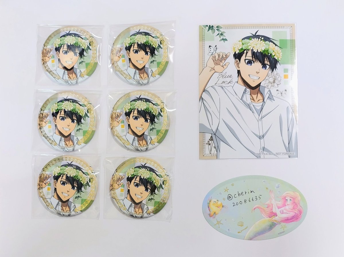 cherim20086635's tweet photo. ブルーロック flower crown 箔押し 缶バッジ【交換 ・譲渡】 
譲 )潔 くん 6  
求)同 異種  玲王、凪  異種は おはよう7:23ver. 玲王 、五月雨、ファミマ、最近の物でしたら検討させて頂きます。
又は定価+送料  (クリックポスト)
交換、譲渡に優劣ございません。特典はまとめての方にお付けします。 https://t.co/6bdrdyPSrm
