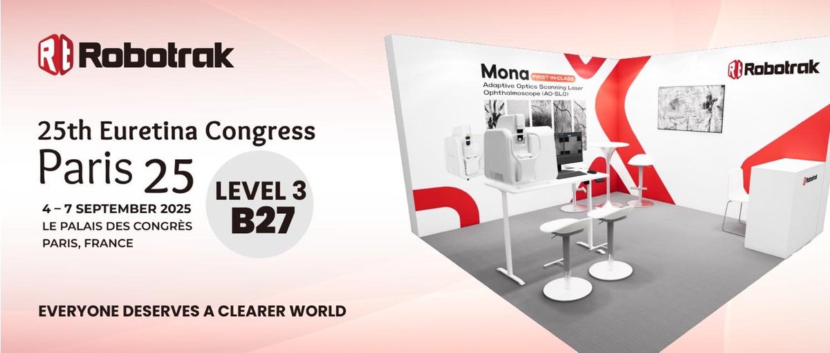 RobotrakVision's tweet image. Just a quick reminder that EURETINA 2025 (Paris, Sept 4-7) starts soon! 
Don’t miss your chance to observe live retinal cells at Robotrak Technologies’ Booth #27.