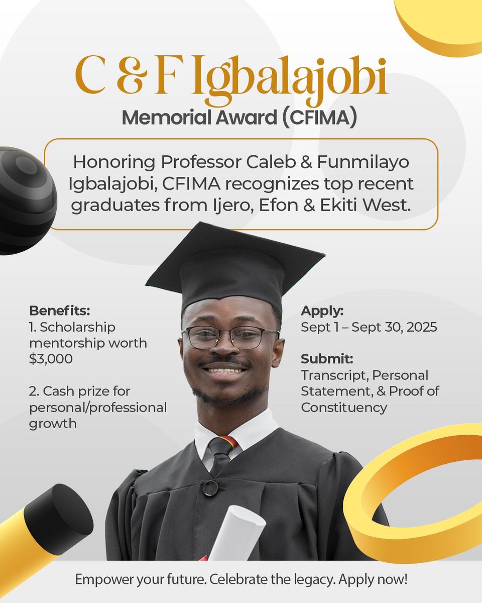 OIFoundation2's tweet photo. 📢 Exciting Launch Alert!  On 1st September 2025, we will be launching two major programs for current undergraduates and recent graduates from Efon Alaye, Ijero, and Ekiti West https://t.co/WULbKwLUJr