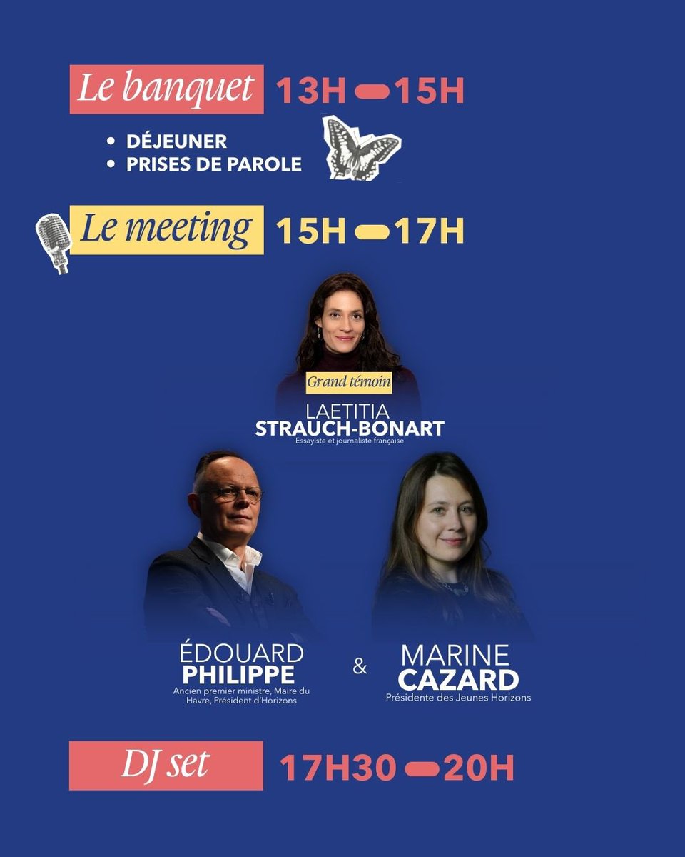 🗓️ Rendez-vous ce samedi #30août pour :

→ Des tables rondes d’exception
→ Un grand banquet républicain
→ Un meeting avec <a href="/EPhilippe_LH/">Edouard Philippe</a> 
→ Un DJ set de folie pour clôturer la journée

🔗 form.qomon.org/inscription-co…