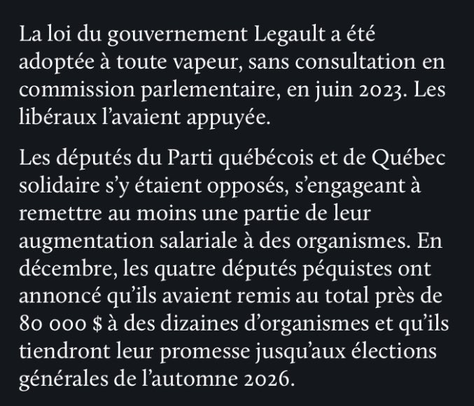 L’ indemnité de base des députés passe de 131 766 $ à 141 625 $, une hausse de 9859 $.
#AssembléeNationaleDuQuébec #CAQ #PLQ