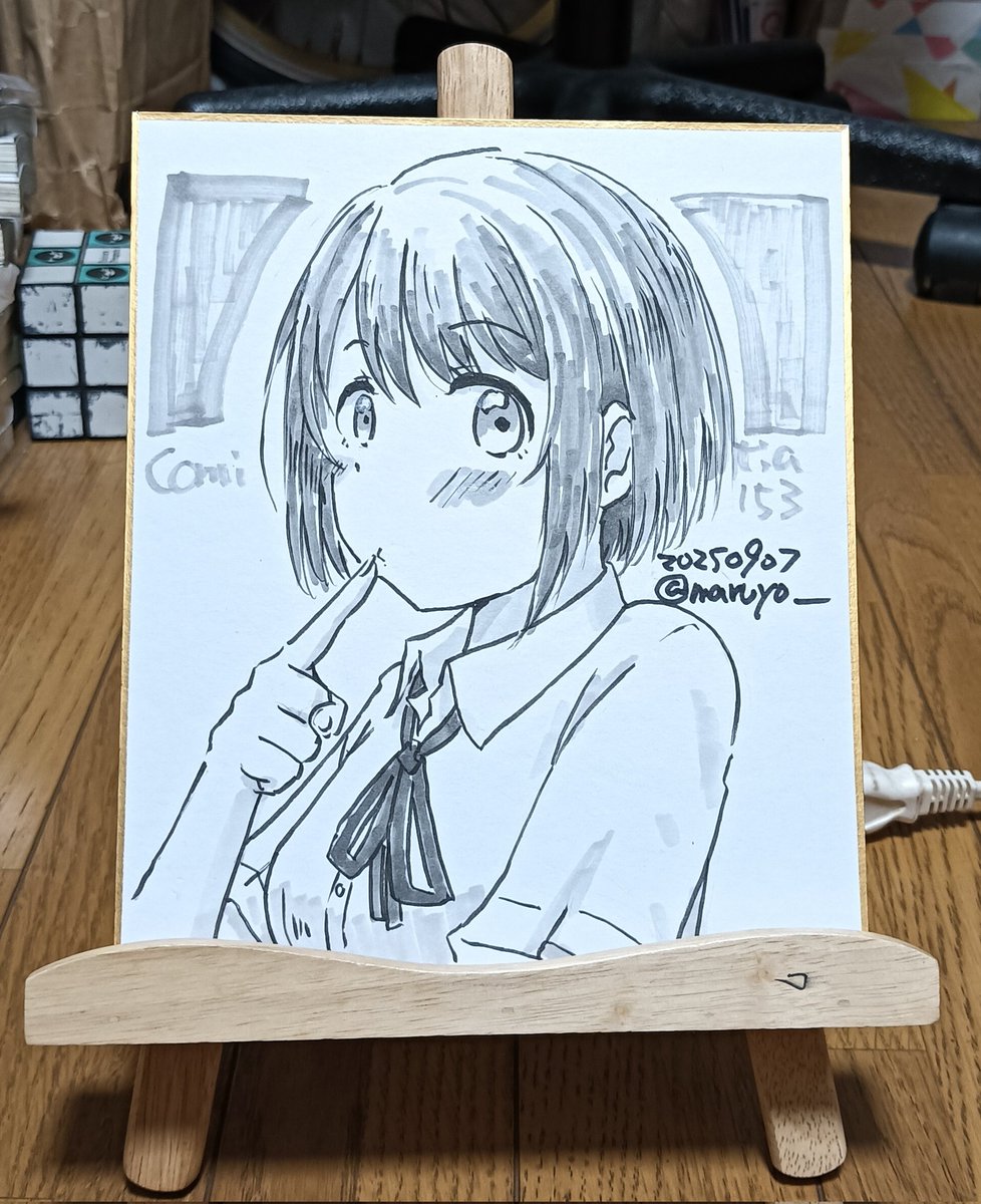 #コミティア153 色紙2枚目
モノクロをミドルサイズで描いてみました☺️ 