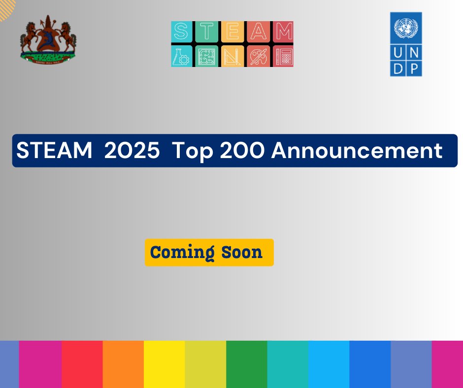 UNDPLesotho's tweet photo. Big news loading... Watch out for the #STEAM2025 Top 200 announcement! The countdown has begun. Are you on the list? You will find out soon enough!!!
#STEAM2025 #UNDPLesotho #UNDP60 #LesothoSTEAMing https://t.co/kSQXMYADz5