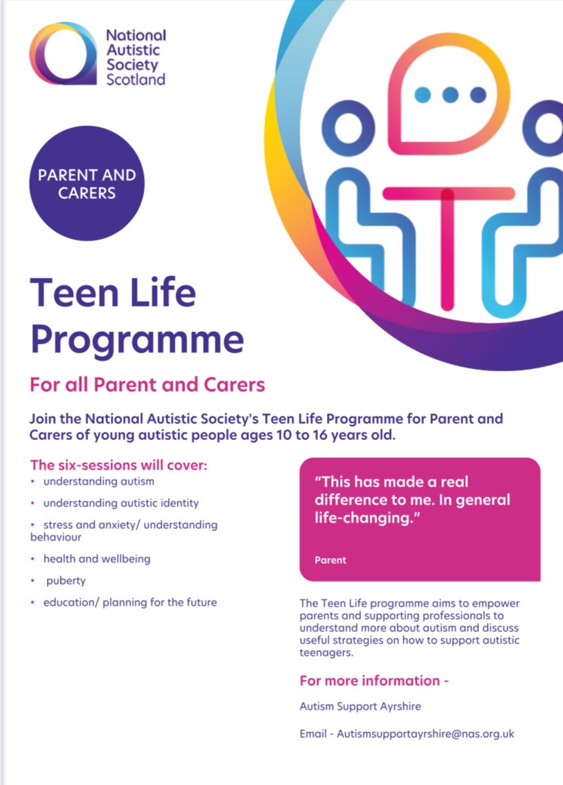 Please see the attached flyers regarding information about Autism Support Ayrshire