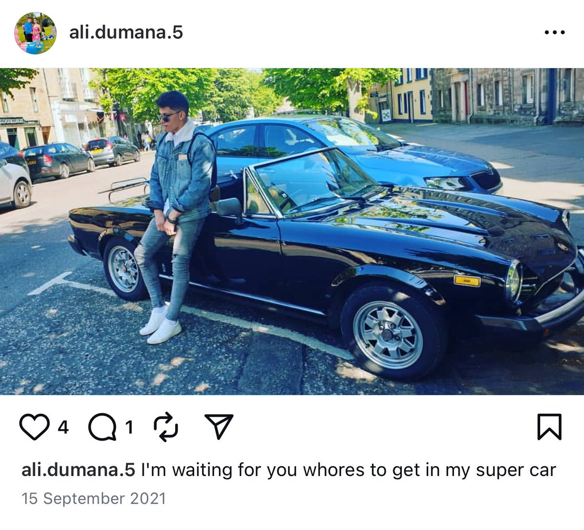 Turning Point UK 🇬🇧 (@tpointuk) on Twitter photo This is the man accused of harassing children & was threatened by the 14-year-old girl in Scotland.
Fatos Ali Dumana a self-described ‘gypsy gangster man’, who has posted saying he is “waiting for you whores to get in my super car” - is not a model migrant as the media claims. This is the man accused of harassing children & was threatened by the 14-year-old girl in Scotland.
Fatos Ali Dumana a self-described ‘gypsy gangster man’, who has posted saying he is “waiting for you whores to get in my super car” - is not a model migrant as the media claims.