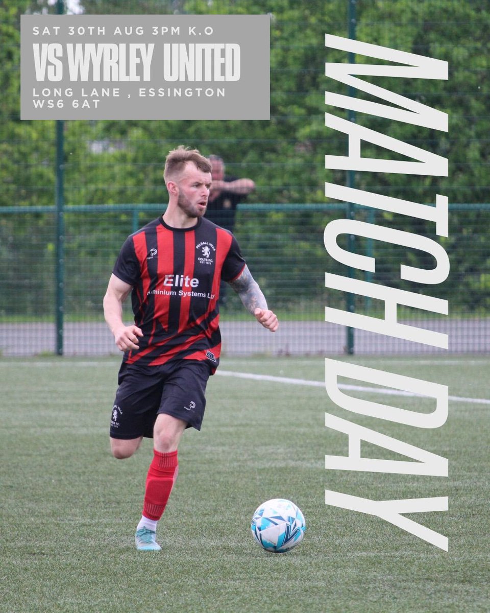 Next up 

We travel to Wyrley Utd, for another tough Challenge but one we are looking forward to as we look to keep our momentum 💪

All Support Appreciated 💯

🆚 Wyrley Utd 
🗓 Sat 30th Aug
⏰ 15:00
🎫 £5 Adults £3 Concessions &amp; U16s 
🏟️ Wyrley FC, Long Lane, WS6 6AT

❤️🖤