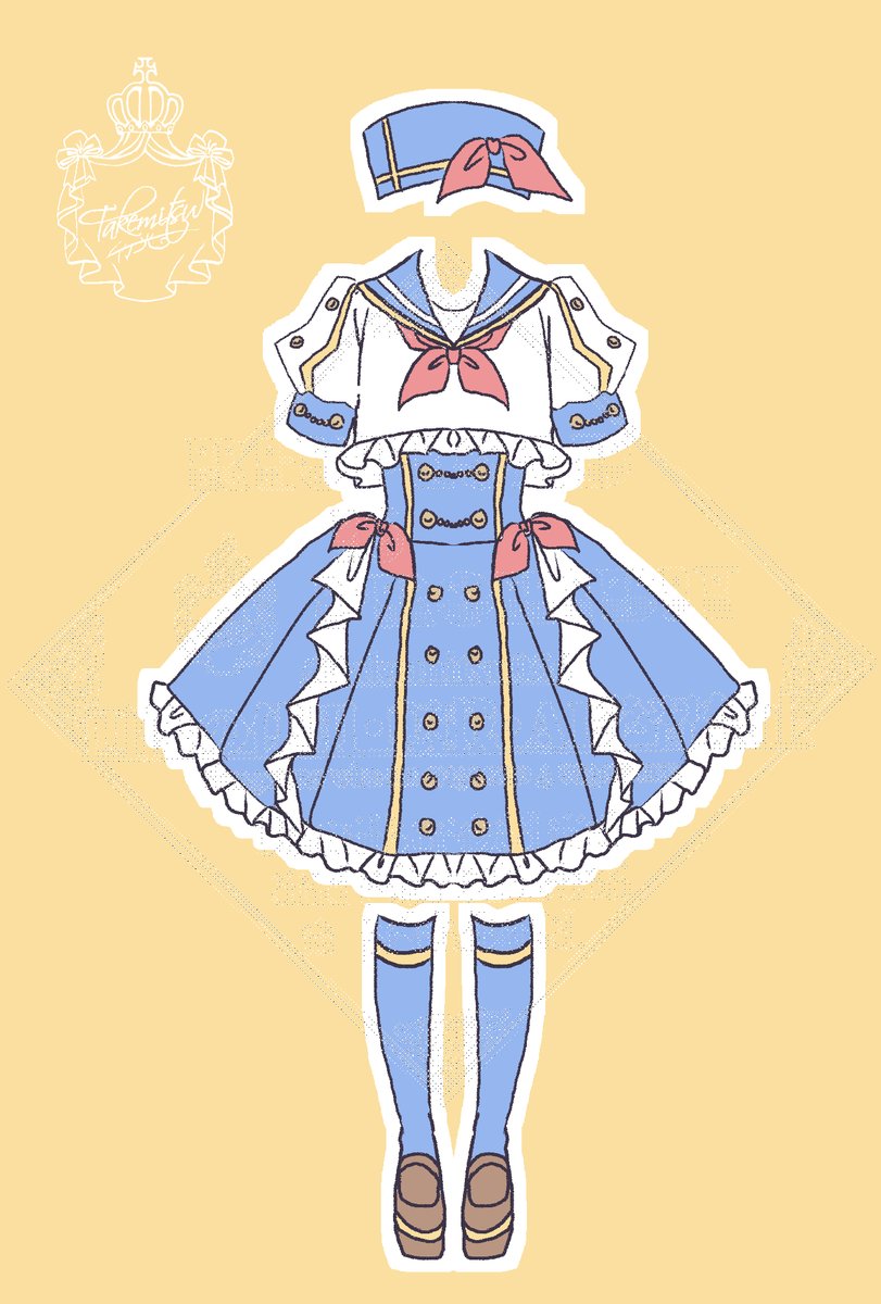 衣装デザイン】 🏖️セーラーアイドル⚓ #イラスト #オリジナルイラスト
