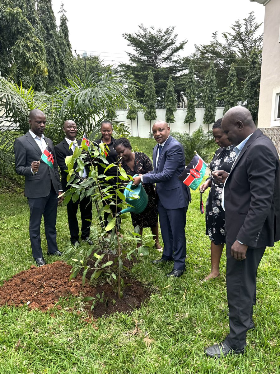 1/2. In line with the Presidential Proclamation designating 27th August as Katiba Day, the Mission solemnly marked the 15th anniversary of the Constitution of Kenya 🇰🇪, 2010, with a symbolic tree-planting ceremony at the Chancery.