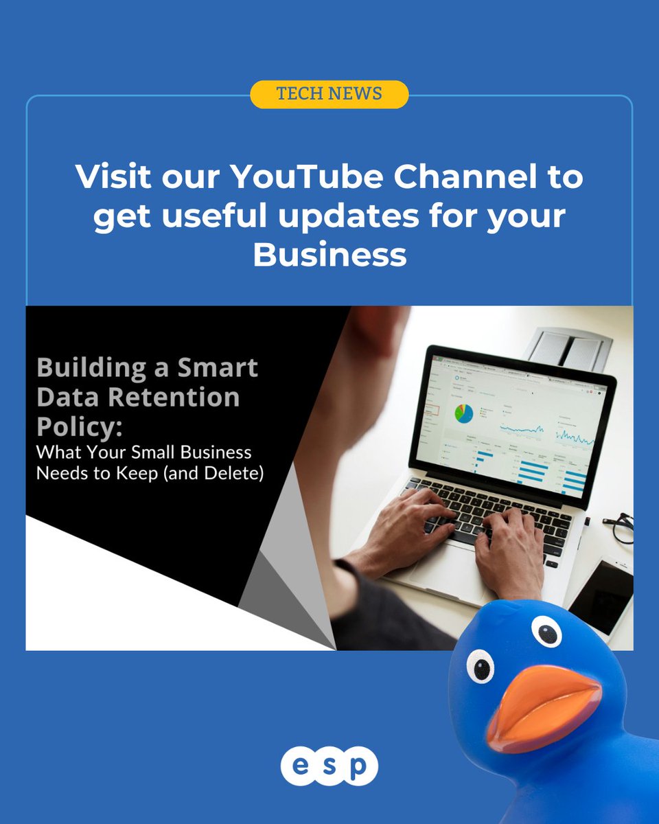 ESPProjects's tweet image. Protect your business AND save on storage!
💾 A well-defined data retention policy is key. Learn how your small business can simplify data management.
youtu.be/ABL7EHDazfI
#SMBTips #DigitalDeclutter #LegalCompliance #BusinessEfficiency #espprojects