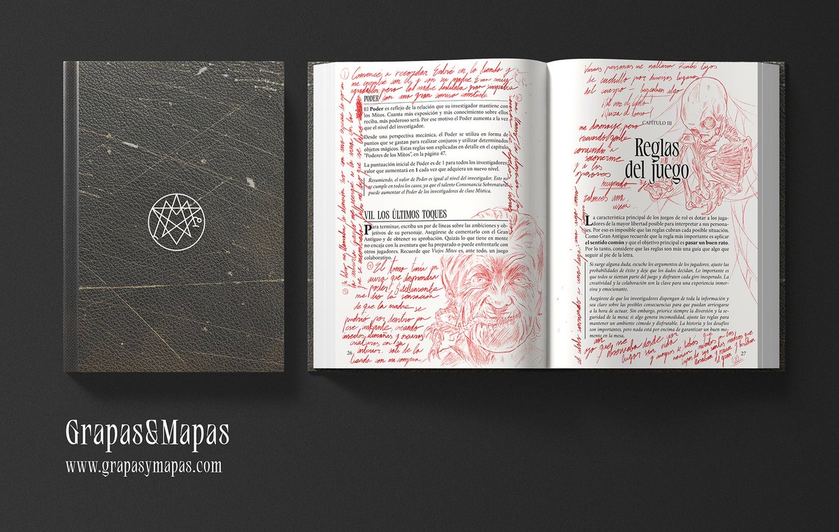 Viejos Mitos, un juego de horror cósmico minimalista basado en Vieja Escuela el juego de rol.
Muy pronto disponible gratis en nuestra web grapasymapas.com y en impresión bajo demanda en lulu.com (a precio de coste).
Con el demencial arte de <a href="/Pennymelgarejo/">Penny Melgarejo</a>