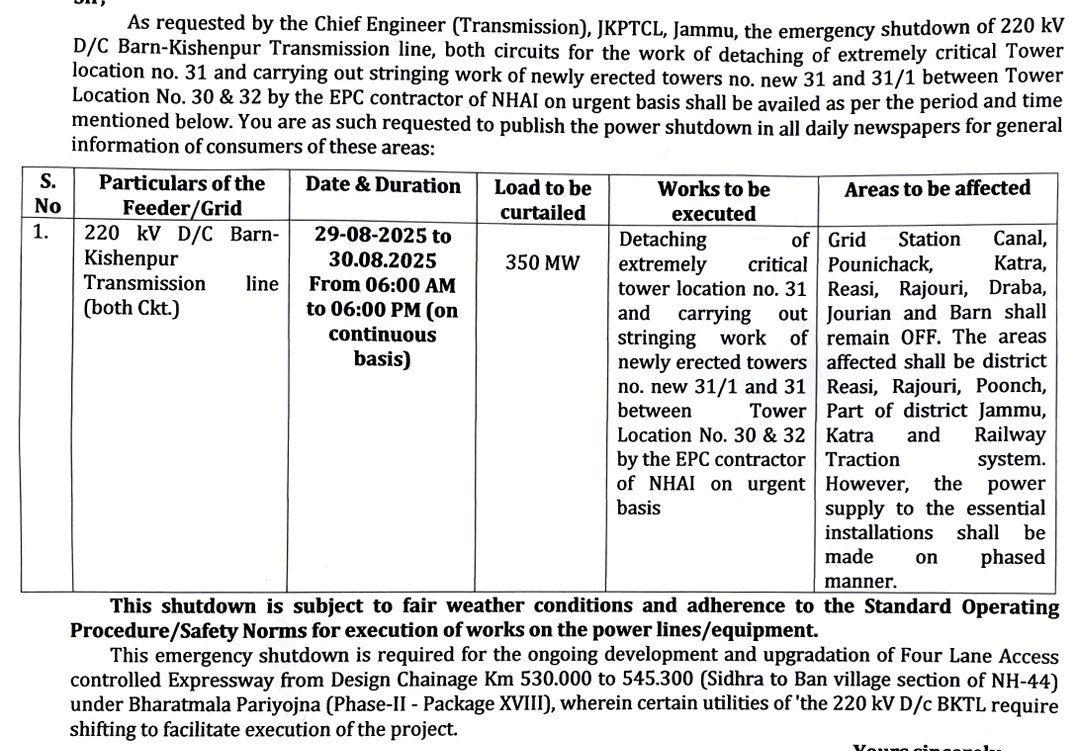 Jammu Power DISCOM (@jpdclofficial) on Twitter photo Power Shutdown Notice!
<a href="/CM_JnK/">Office of Chief Minister, J&K</a> <a href="/diprjk/">Information & PR, J&K</a> <a href="/infjammu/">Information & PR Jammu</a> <a href="/DDJammuChannel/">Doordarshan Jammu दूरदर्शन जम्मू</a> <a href="/ddnews_jammu/">DD NEWS JAMMU | डीडी न्यूज़ जम्मू</a> <a href="/radionews_jammu/">Akashvani News Jammu</a> <a href="/PublishThe/">The Publish</a> <a href="/JAMMULINKS/">JAMMU LINKS NEWS</a> <a href="/CrossTownNews/">Cross Town News</a> <a href="/DailyExcelsior1/">Daily Excelsior</a> <a href="/State_Times/">State Times</a> <a href="/ITJPDCL/">IT&C Division, JPDCL; J&K PDD, Jammu</a> <a href="/HimalayanMailJK/">Himalayan Mail</a> <a href="/NewspointjK/">newspointJ&K</a> <a href="/NewsNowJK/">The News Now</a> <a href="/JKPTCL2019/">JKPTCL Jammu</a> <a href="/jknewstoday/">JK News Today</a> <a href="/PTI_News/">Press Trust of India</a> <a href="/takeonedigital/">Take One</a> <a href="/jkchanneltv/">JK CHANNEL</a> Power Shutdown Notice!
<a href="/CM_JnK/">Office of Chief Minister, J&K</a> <a href="/diprjk/">Information & PR, J&K</a> <a href="/infjammu/">Information & PR Jammu</a> <a href="/DDJammuChannel/">Doordarshan Jammu दूरदर्शन जम्मू</a> <a href="/ddnews_jammu/">DD NEWS JAMMU | डीडी न्यूज़ जम्मू</a> <a href="/radionews_jammu/">Akashvani News Jammu</a> <a href="/PublishThe/">The Publish</a> <a href="/JAMMULINKS/">JAMMU LINKS NEWS</a> <a href="/CrossTownNews/">Cross Town News</a> <a href="/DailyExcelsior1/">Daily Excelsior</a> <a href="/State_Times/">State Times</a> <a href="/ITJPDCL/">IT&C Division, JPDCL; J&K PDD, Jammu</a> <a href="/HimalayanMailJK/">Himalayan Mail</a> <a href="/NewspointjK/">newspointJ&K</a> <a href="/NewsNowJK/">The News Now</a> <a href="/JKPTCL2019/">JKPTCL Jammu</a> <a href="/jknewstoday/">JK News Today</a> <a href="/PTI_News/">Press Trust of India</a> <a href="/takeonedigital/">Take One</a> <a href="/jkchanneltv/">JK CHANNEL</a>