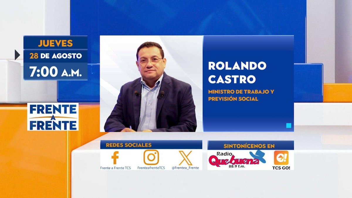 @ECCOSV (@eccosv) on Twitter photo El Ministro de Trabajo, <a href="/RolandoCastroSv/">Rolando Castro</a>, estará en pocos minutos en la entrevista <a href="/Frentea_Frente/">Frente a Frente TCS</a>, donde abordará temas de gran interés para el país.
Entre los puntos centrales destacan la instalación del Consejo Superior del Trabajo (CST), los retos de la transición de la El Ministro de Trabajo, <a href="/RolandoCastroSv/">Rolando Castro</a>, estará en pocos minutos en la entrevista <a href="/Frentea_Frente/">Frente a Frente TCS</a>, donde abordará temas de gran interés para el país.
Entre los puntos centrales destacan la instalación del Consejo Superior del Trabajo (CST), los retos de la transición de la