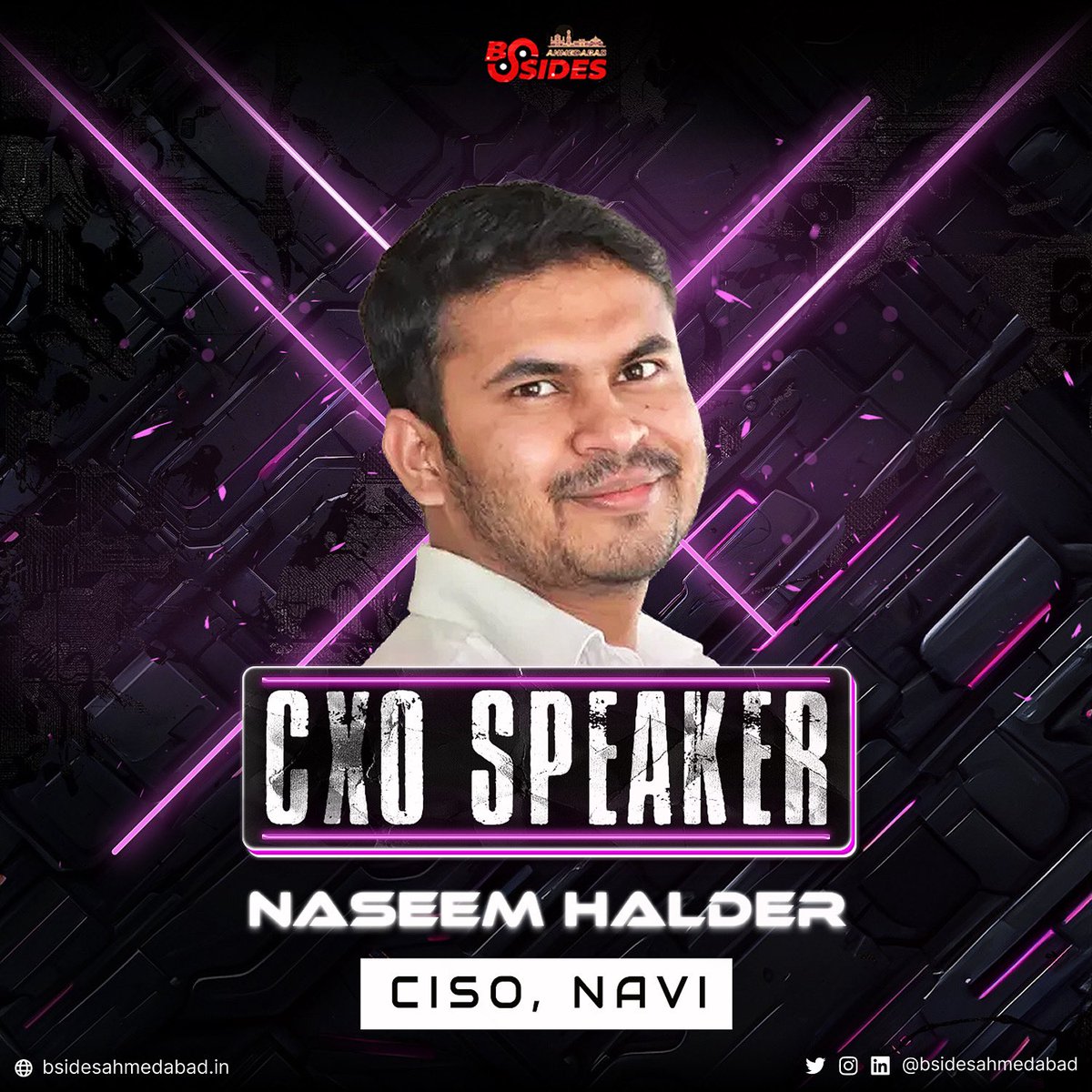 bsidesahmedabad's tweet photo. Every strong enterprise needs a security leader who can balance vision with execution. 🔐✨

Proud to announce Naseem Halder, CISO at Navi, as a CXO Speaker at BSides Ahmedabad 0x06.

With his expertise in driving security strategy at scale, Naseem will share perspectives on building resilient organizations in a fast-changing threat landscape.

🎟 Standard Sale LIVE – book your tickets NOW➡️🔗https://t.co/SXQrWw6uVO

📅 12-13 September 2025
📍 AUDA Auditorium, Shela, Ahmedabad

#BSidesAhmedabad #CXOSpeaker #CyberLeadership #BSides0x06