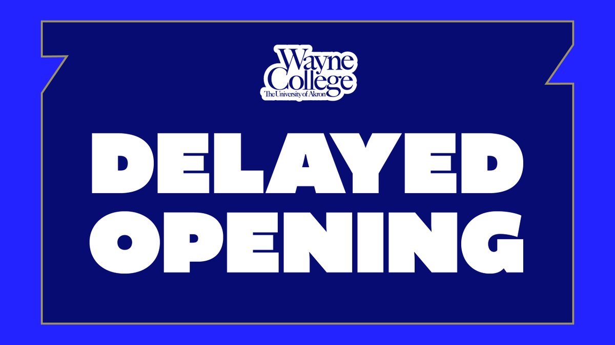 Wayne College will have a delayed opening today, August 28, due to a power outage. We will reopen at 12:00 p.m. today. Orrville Utilities Company is currently addressing the issue. Akron campus remains open. Thank you for your understanding.