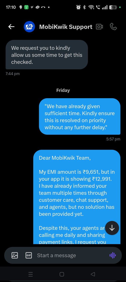 NaveenK95658069's tweet image. @MobiKwik @MobiKwikSWAT My EMI is ₹9,651 but app shows ₹12,991. Reported many times via support &amp;amp; agents, no solution yet. Still getting daily calls with payment links. Pls resolve on priority, correct EMI &amp;amp; stop calls. #MobiKwik #CustomerSupport #EMIIssue