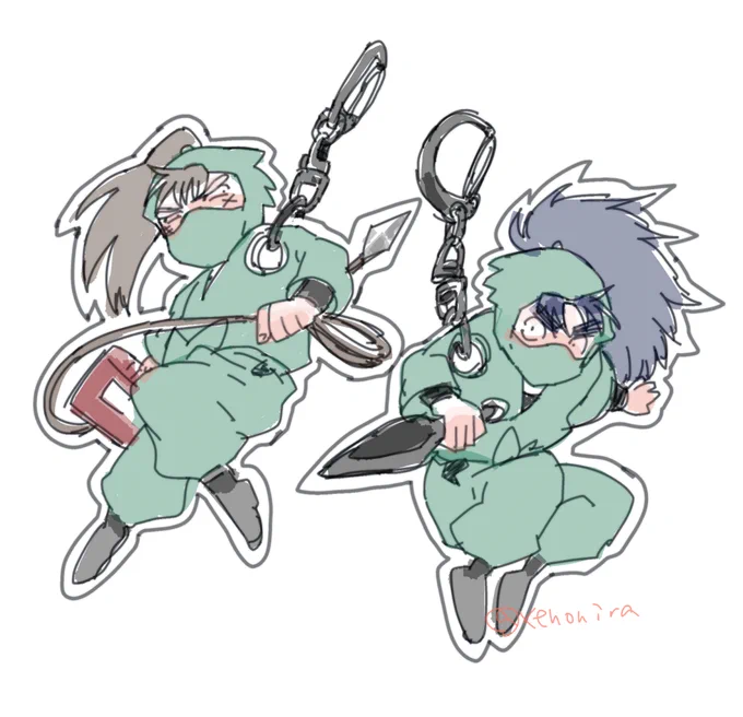 テンキにやられたところに穴が開いてるアクキーまとめ。ろくい描き直しました～