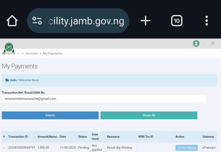 chekwube_2005's tweet photo. @JAMBHQ Please, I made a payment in order to print out my JAMB original results slip using E-tranzact payment channel and it was successful. When I returned to my student dashboard or portal, I couldn't print out the results. Please, see proof below. https://t.co/IbbBWrwXWa