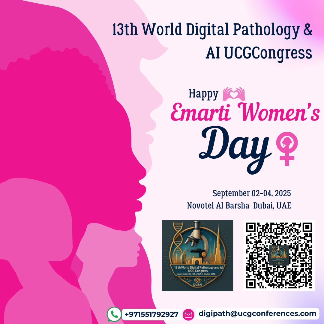 Celebrate Women's Equality &amp; Emirati Women's Day with Us

Join us at the 13th World Digital Pathology &amp; AI UCGCongress taking place on Sep 2–4, 2025 at Novotel Al Barsha, Dubai, UAE.
Deadline  August 31, 2025
Register …lpathology.utilitarianconferences.com/discounted-reg…
WhatsApp wa.me/971551792927