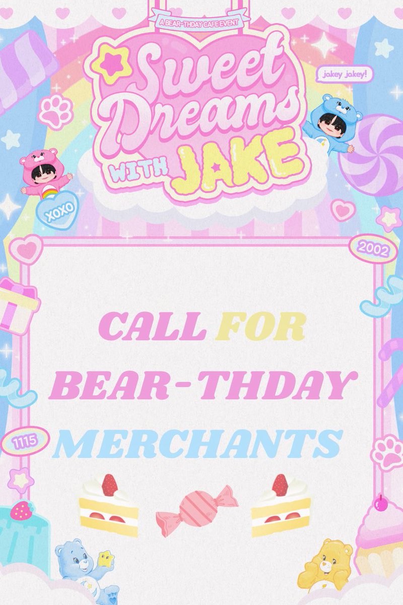 jakeybearcafe (@jakeybearcafe) on Twitter photo ๐ฎ๐๐ ๐๐๐๐๐ & ๐๐๐๐ ๐๐๐๐
๐๐๐ ๐๐ ๐๐๐๐๐? ๐ญ๐
Be one of our ๐บ๐ฒ๐ฟ๐ฐ๐ต๐ฎ๐ป๐๐ at Sweet Dreams with Jake: A Bear-thday Cafรฉ Event! ๐๐พ
๐ Apply here: forms.gle/tBttmbDP58EnQZโฆ
Super limited slots only! ๐ฅฐโจ
#SweetDreamswithJAKE #ENHYPEN_JAKE #JAKE ๐ฎ๐๐ ๐๐๐๐๐ & ๐๐๐๐ ๐๐๐๐
๐๐๐ ๐๐ ๐๐๐๐๐? ๐ญ๐
Be one of our ๐บ๐ฒ๐ฟ๐ฐ๐ต๐ฎ๐ป๐๐ at Sweet Dreams with Jake: A Bear-thday Cafรฉ Event! ๐๐พ
๐ Apply here: forms.gle/tBttmbDP58EnQZโฆ
Super limited slots only! ๐ฅฐโจ
#SweetDreamswithJAKE #ENHYPEN_JAKE #JAKE