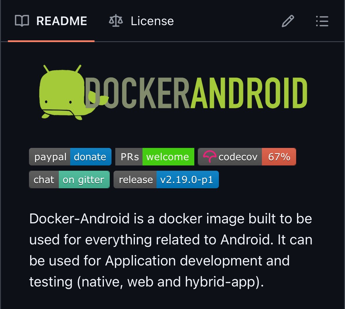 Run an android inside a docker container.