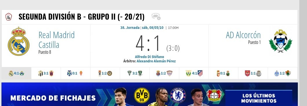 فريق مدريد الكاستيا خلال نفس الموسم و بنفس الملعب فاز 4-1 و الفريق الاول خسر 4-0