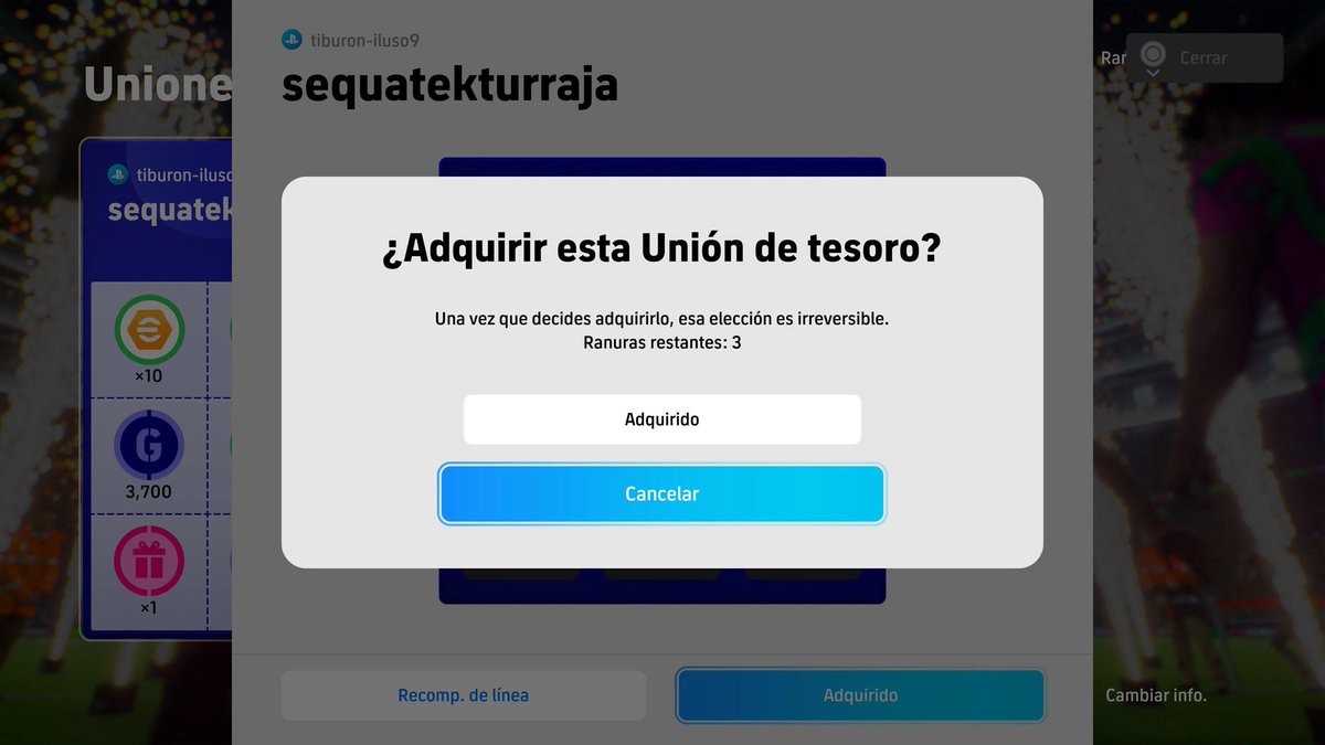 Ojito que ya gane un partido y así es como funciona el Unión de Tesoro.

Una vez que adquieras una Unión, será irreversible quitarla. 

<a href="/Texoor_/">texoor</a> <a href="/AxelGamesPlays/">AXG</a>
