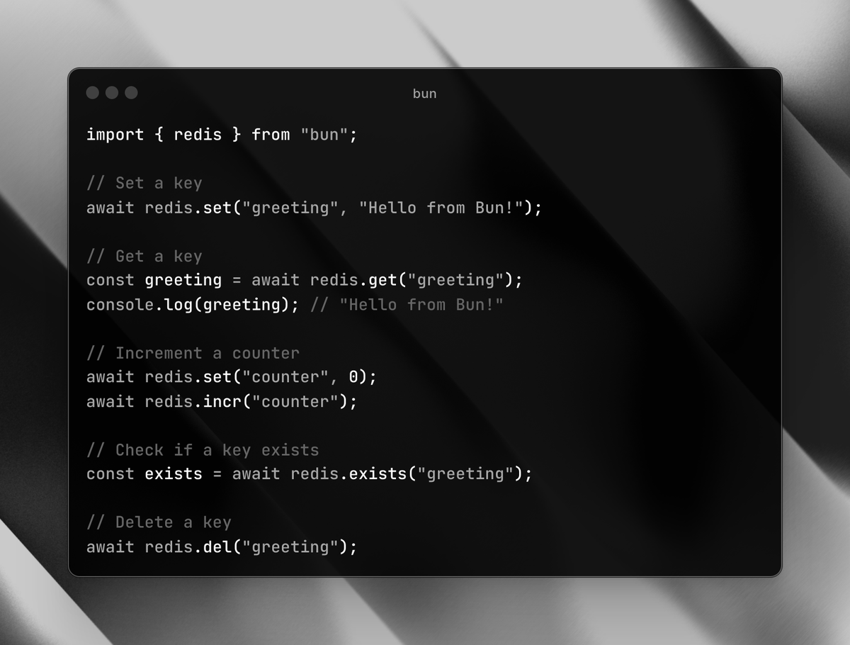 Bun has a built-in Redis client 🙌