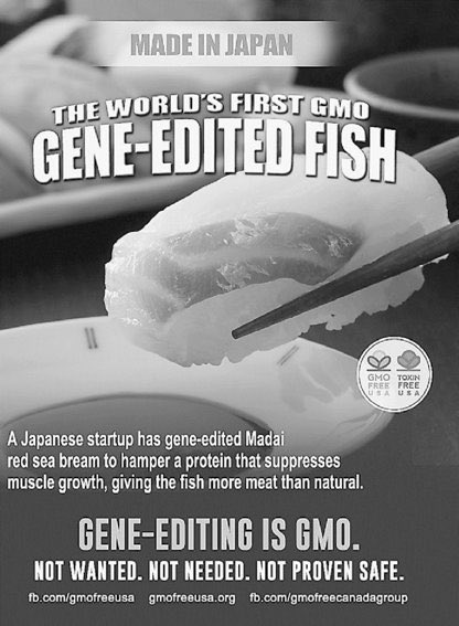 知ってました？ゲノム編集の魚が既に日本の市場に出回っていることを受け、アメリカの消費者団体は「日本の寿司はもう食えない」といったポスターを製作。日本は世界最大のゲノム編集食品の実験国。このままじゃ本当に本物の食材が無くなる。食こそ国防。食こそ希望。食こそ未来。ご周知よろしくお願い