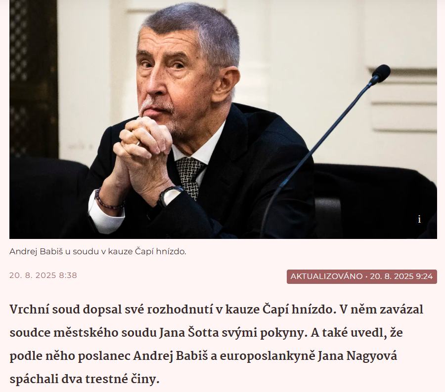 A ještě doplňuji: CO JE NOVÉHO V KAUZÁCH ANO AZBEST, Charvát, Hrabáč???
Toto, toto je důležité a stejně tak ty miliardy, co dluží Agrofert. Žádný Dozimetr (kde stejně jedou i členové ANO) a už vůbec ne pseudokauza Kampelnička.
Pokud píšete o Bitcoinu nonstop, tak máte psát i