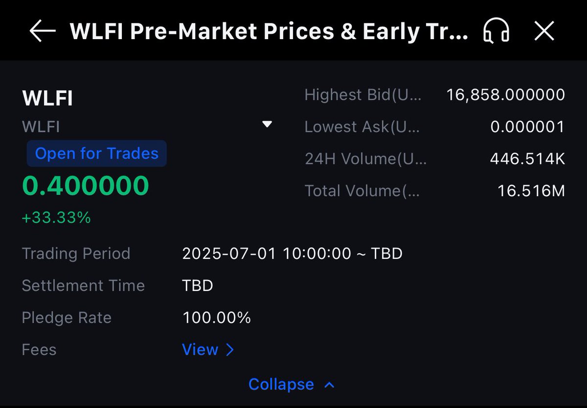 OTC $WLFI on MEXC at 0.40c 🚀