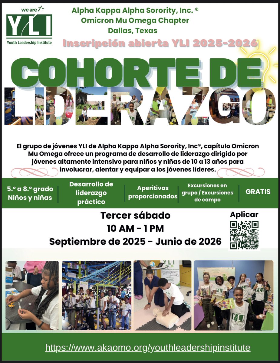 TreecaC's tweet image. 🚨Parents of kiddos ages 10-13🚨

Alpha Kappa Alpha Sorority, Inc.®️, Omicron Mu Omega Chapter is excited to support the next generation through our Youth Leadership Institute, YLI.

Mark your calendars for the “Meet &amp;amp; Greet” on Saturday, Sept. 6. See flyer for full details.