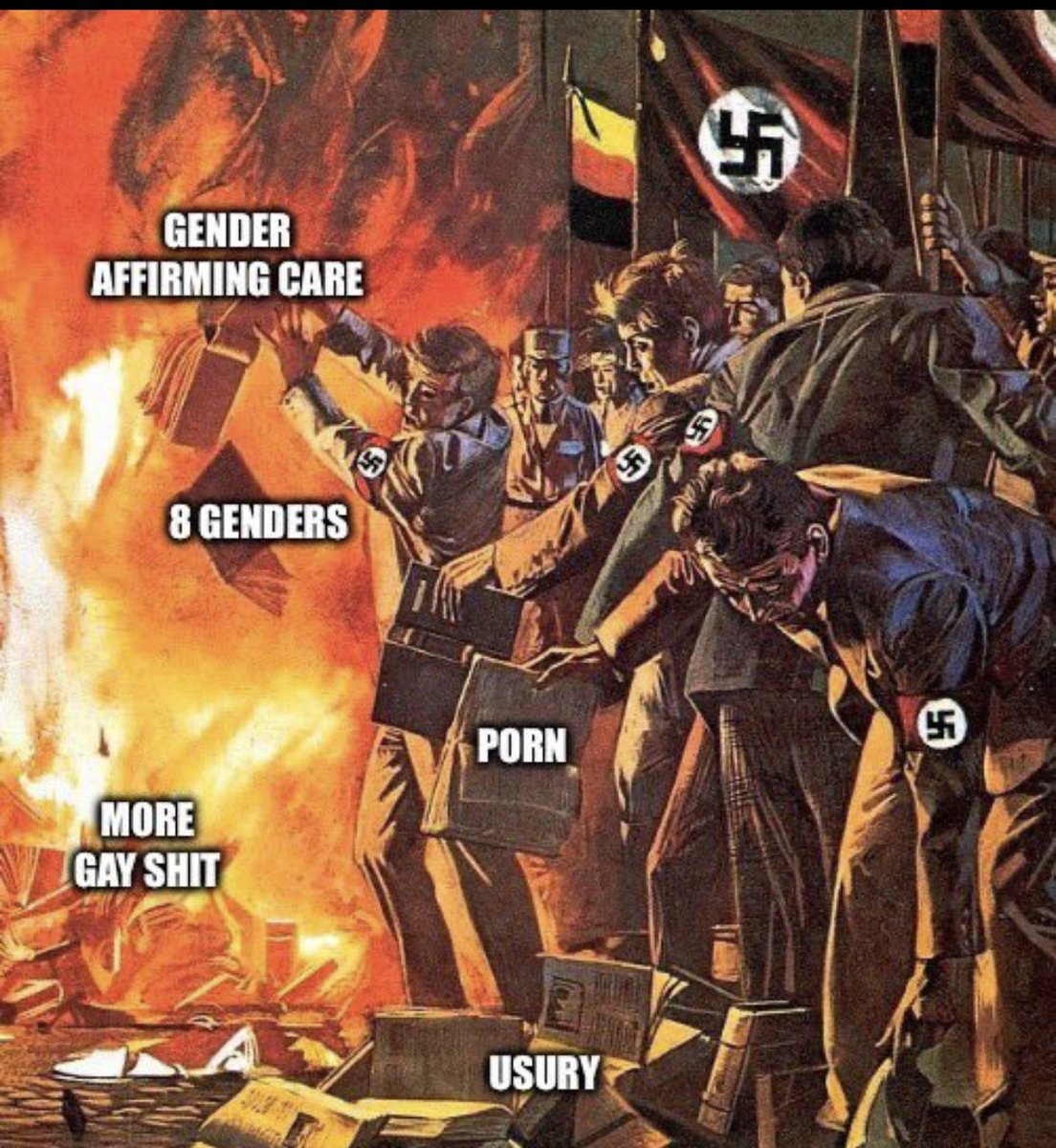 jakeshieldsajj's tweet photo. I remember learning about the evil nazi book burning but I was never taught what books they burned https://t.co/wg0fTM5Lsj