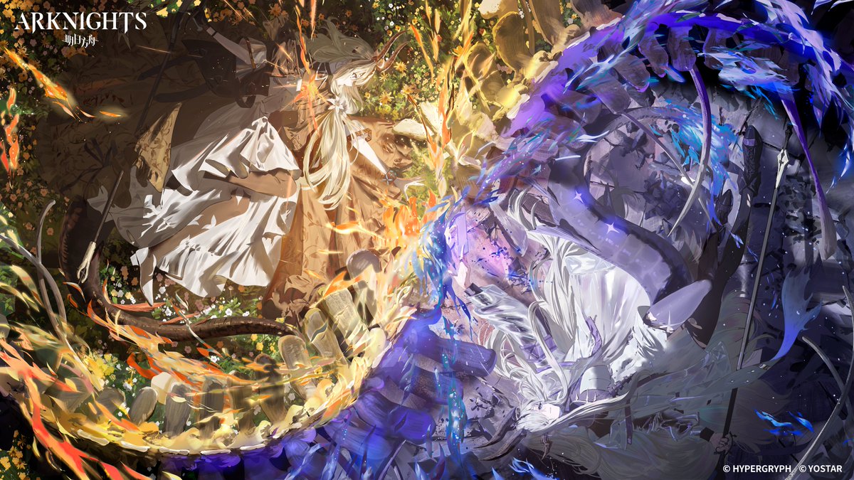 ArknightsEN's tweet photo. Dear Doctor, thank you for playing New Side Story event: When Elegies Are Ashes!
"My flames can mold anything I want into any shape I want. Except you, my reflection. I've never burned you directly."

Artist info: syo5 (@syo5_)
https://t.co/xAvecAqlDV

Download: https://t.co/ym94rVwVqR

#Arknights #Yostar