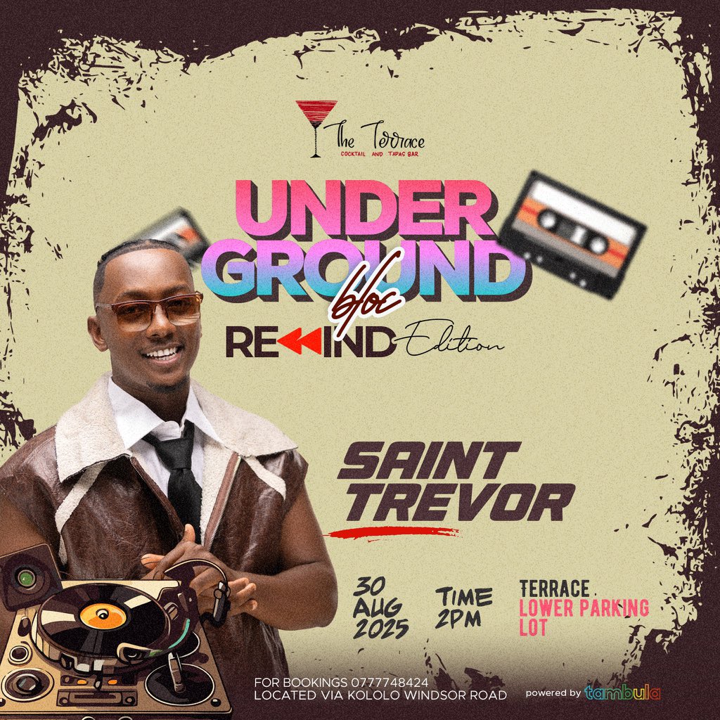 This Saturday, catch the Under Ground Bloc, Rewind Edition at The Terrace, Lower Parking Lot! Featuring <a href="/lynda_ddane/">Lynda Ddane</a>, <a href="/EmThatGuy/">Emmie</a>, <a href="/deejaybugy/">Dj Bugy</a>, <a href="/deejay_alza/">DJ Alza</a>, <a href="/DJ_DashUG/">DJ Dash</a>, and DJ Abu, with <a href="/saint_trevor_/">ariho_collins_trevor</a> hyping up the crowd!

—<a href="/on_cheery/">Miss Clara 🇷🇼🇺🇬</a>, <a href="/CorporateQuiz/">Corporate Quiz</a>