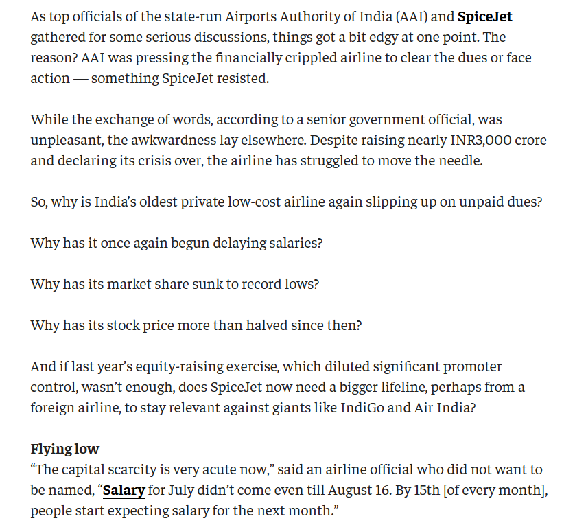 ia_laurel's tweet photo. A hyped fundraise but have serious doubts on the promoter &amp; its obvious how severe the cash burn is ! I guess the end for Spicejet is near &amp; I see Akasa going down this route as well in a year ! 

At best aviation will be a duopoly cause Tata's capacity to suffer is infinite ! https://t.co/uBs643Xtuw